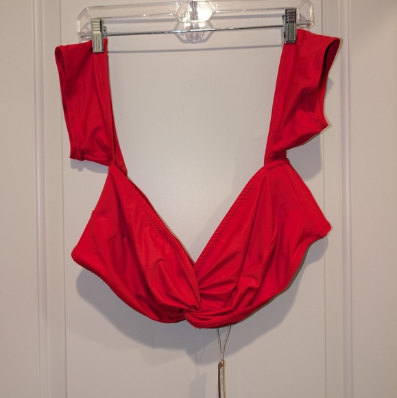 SKIMS Signature Swim Off The Shoulder Bikini Top Ruby Red 3X - Picture 2 of 6